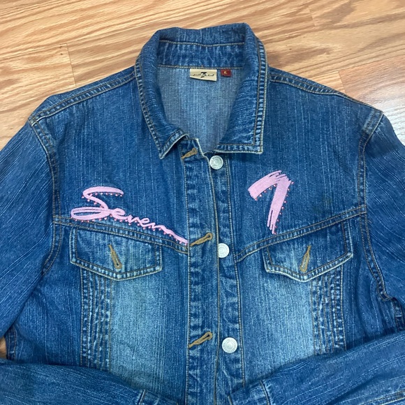 Seven7 jeans women’s Denim jacket size large - Picture 2 of 9